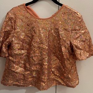 Rose gold sequin top.